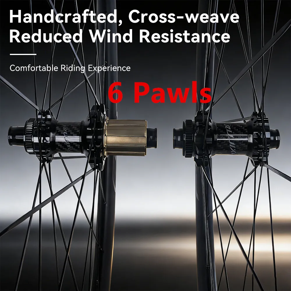 700C Road Bicycle Carbon Fiber Wheelset 24 Hole 36T Ratchet HG/XDR Hub Center-Lock Disc Brake Winter Cycling Part No Logo