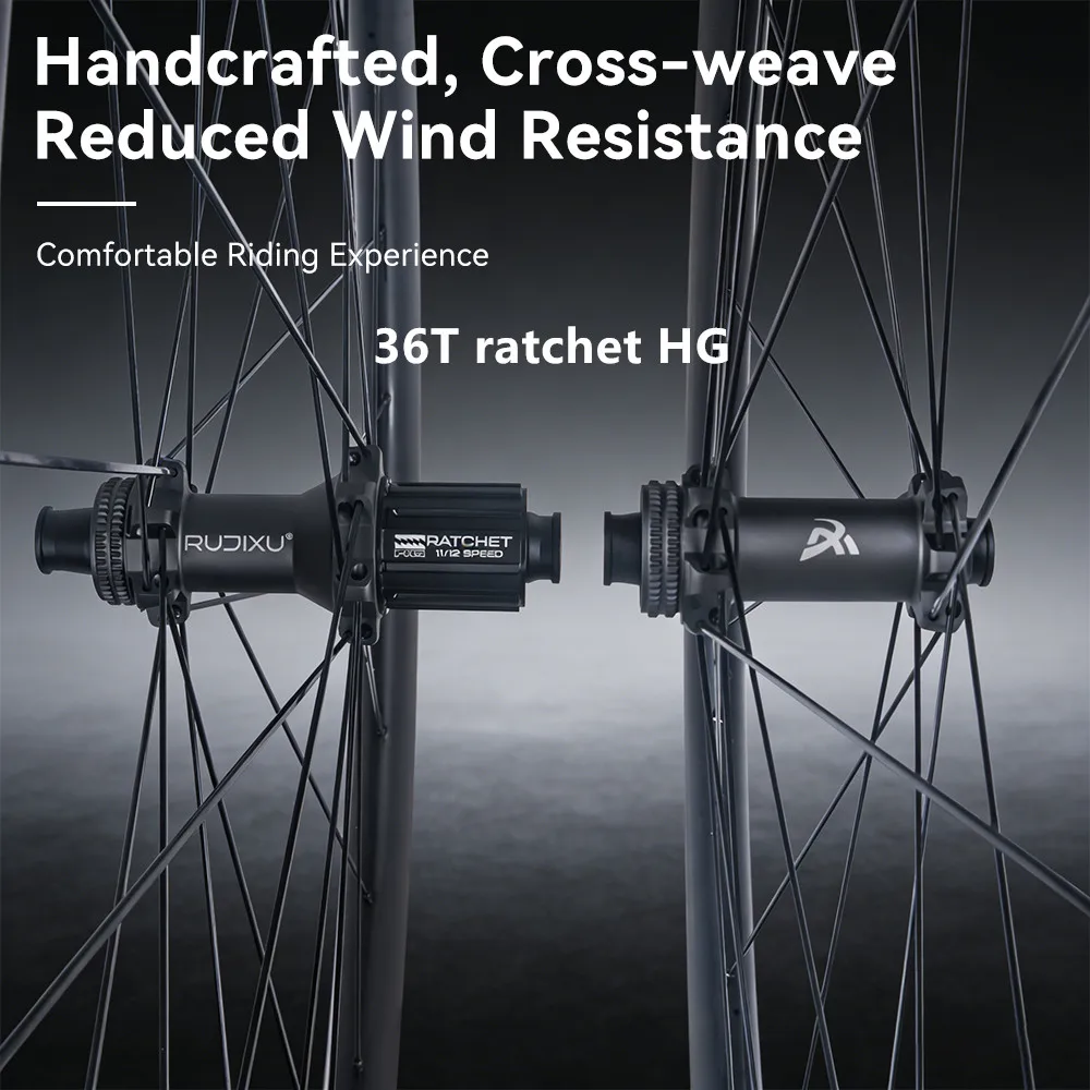 700C Road Bicycle Carbon Fiber Wheelset 24 Hole 36T Ratchet HG/XDR Hub Center-Lock Disc Brake Winter Cycling Part No Logo