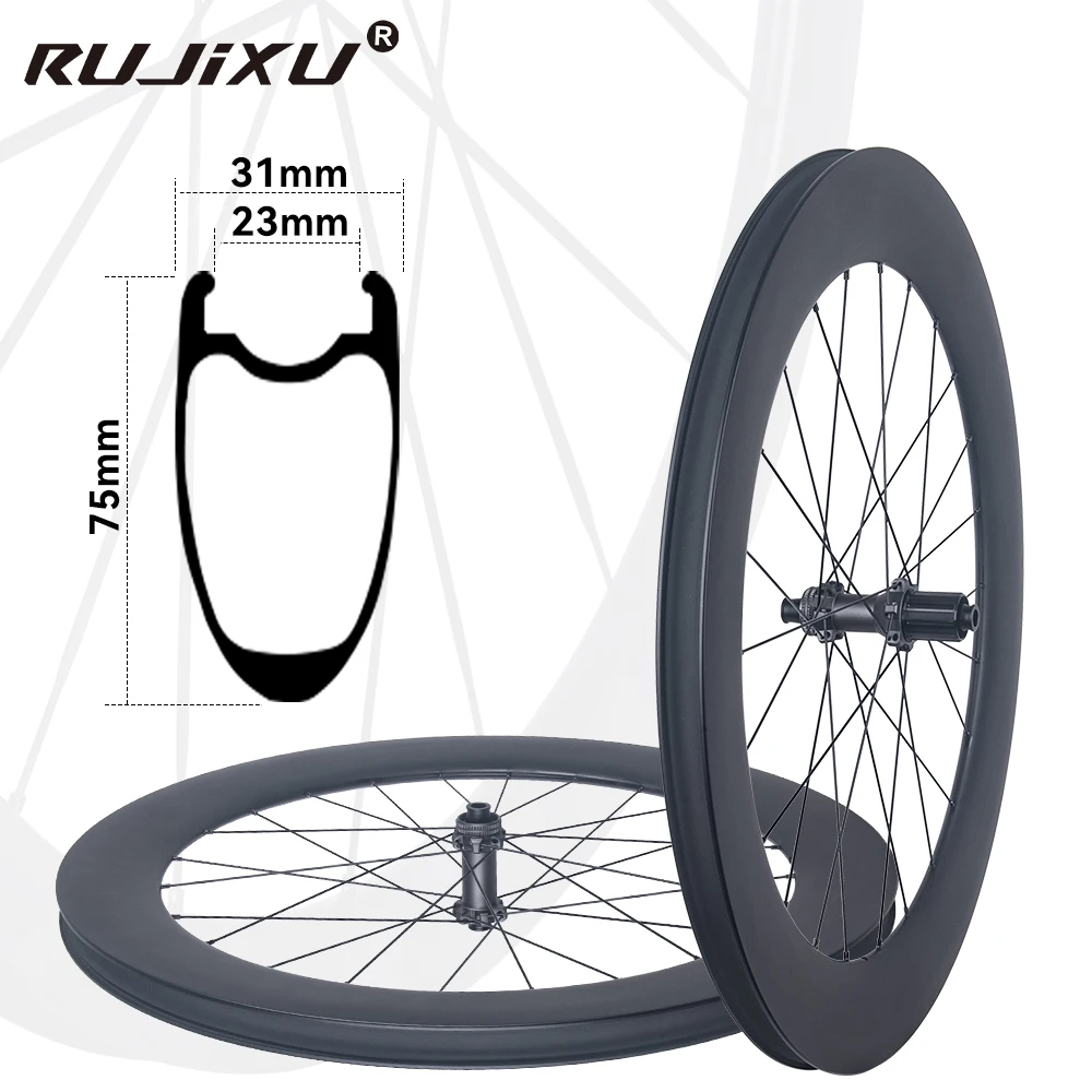 700C Road Bicycle Carbon Fiber Wheelset 24 Hole 36T Ratchet HG/XDR Hub Center-Lock Disc Brake Winter Cycling Part No Logo