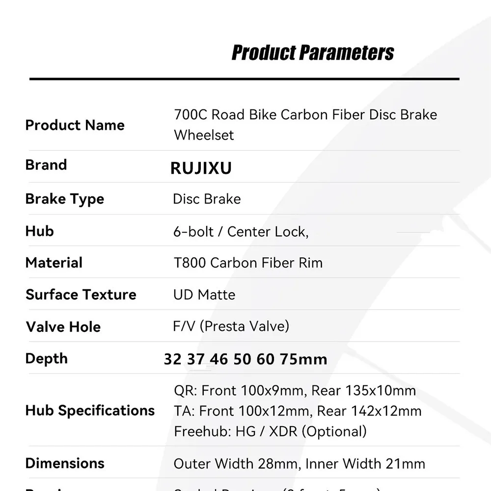 700C Road Bicycle Carbon Fiber Wheelset 24 Hole 36T Ratchet HG/XDR Hub Center-Lock Disc Brake Winter Cycling Part No Logo