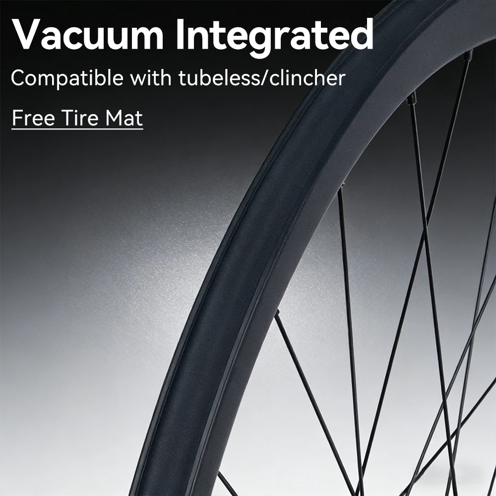 700C Road Bicycle Carbon Fiber Wheelset 24 Hole 36T Ratchet HG/XDR Hub Center-Lock Disc Brake Winter Cycling Part No Logo