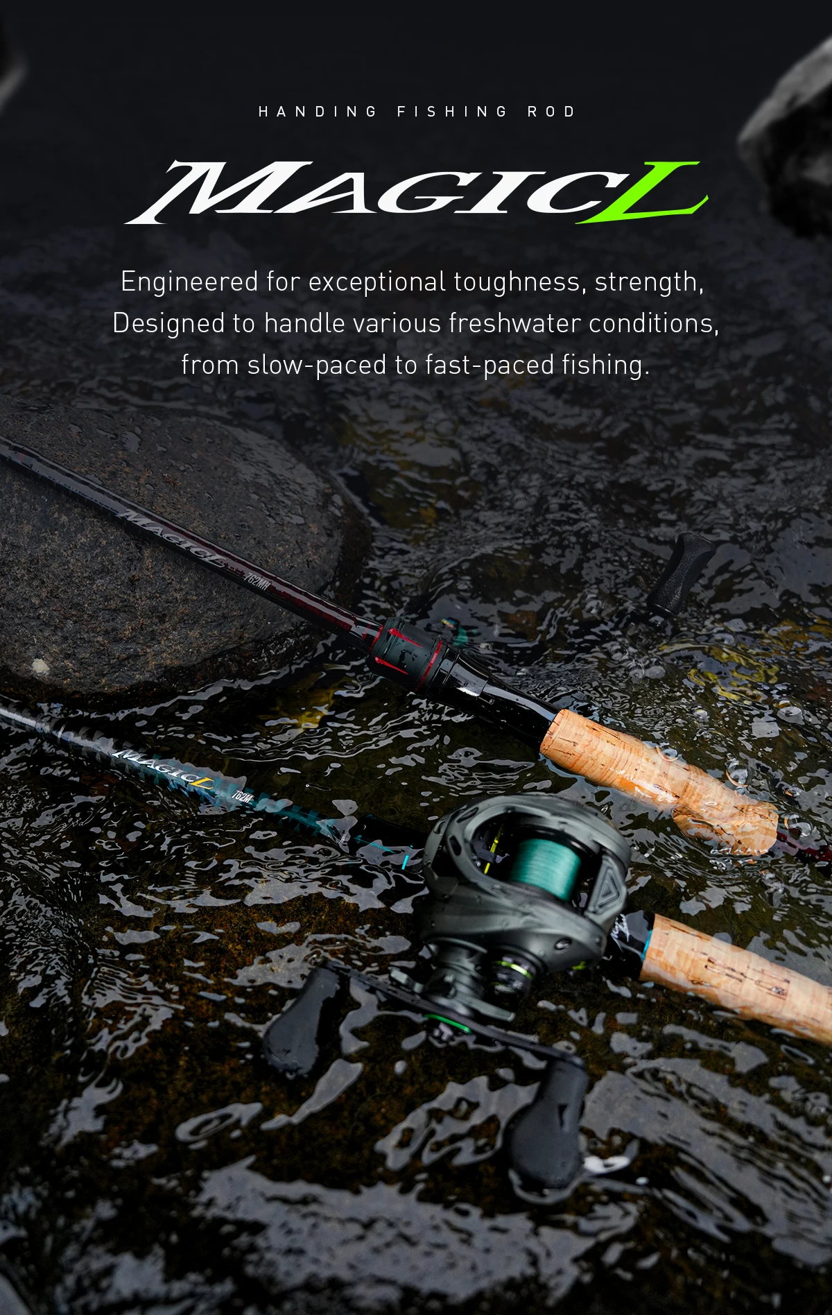 【From Poland】HANDING 1.98-2.44m Fishing Rod Magic L Fishing Rods MF/F Action 1.5-40g Lure Weight Rods for All-round Fishing for Trout Fishing Bass Fishing and Pike Fishing A Variety Lure Weghts EVA Fishing Handle and Cork Handle