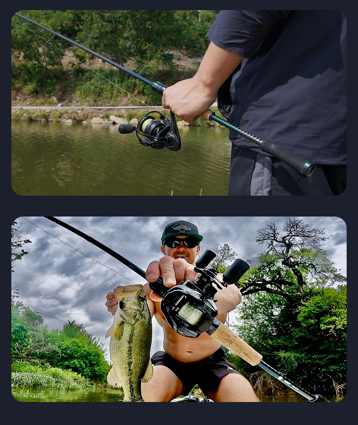 【From Poland】HANDING 1.98-2.44m Fishing Rod Magic L Fishing Rods MF/F Action 1.5-40g Lure Weight Rods for All-round Fishing for Trout Fishing Bass Fishing and Pike Fishing A Variety Lure Weghts EVA Fishing Handle and Cork Handle