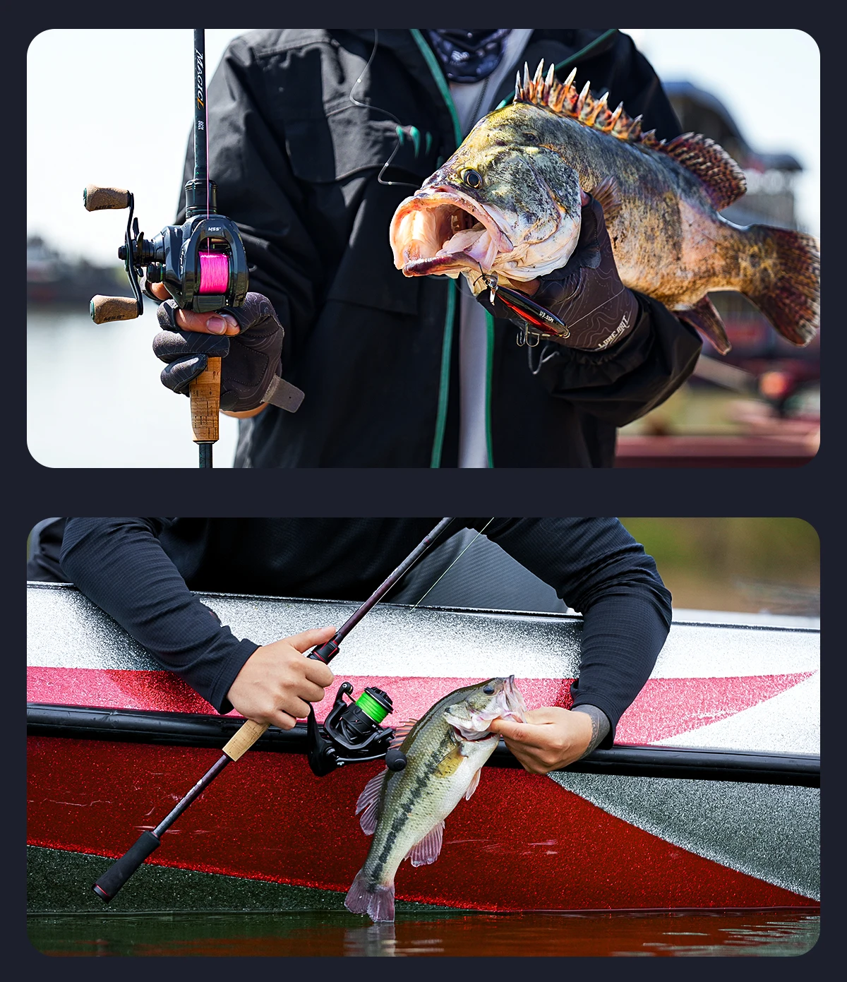【From Poland】HANDING 1.98-2.44m Fishing Rod Magic L Fishing Rods MF/F Action 1.5-40g Lure Weight Rods for All-round Fishing for Trout Fishing Bass Fishing and Pike Fishing A Variety Lure Weghts EVA Fishing Handle and Cork Handle
