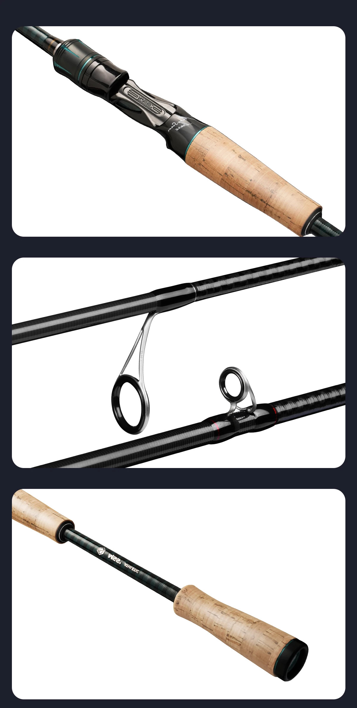 【From Poland】HANDING 1.98-2.44m Fishing Rod Magic L Fishing Rods MF/F Action 1.5-40g Lure Weight Rods for All-round Fishing for Trout Fishing Bass Fishing and Pike Fishing A Variety Lure Weghts EVA Fishing Handle and Cork Handle