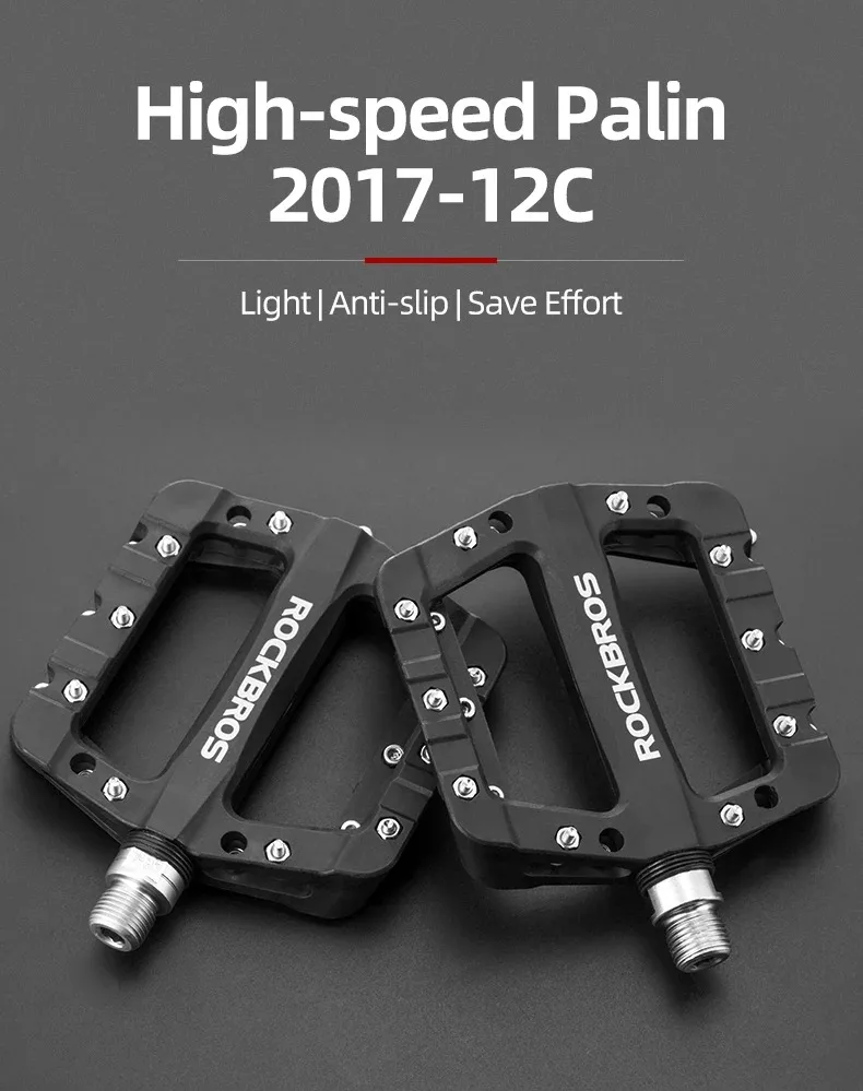 ROCKBROS Cycling MTB Bike Bicycle Pedals Ultralight Seal Bearings Nylon Molybdenum Pedals Durable Widen Area Bike Bicycle Part