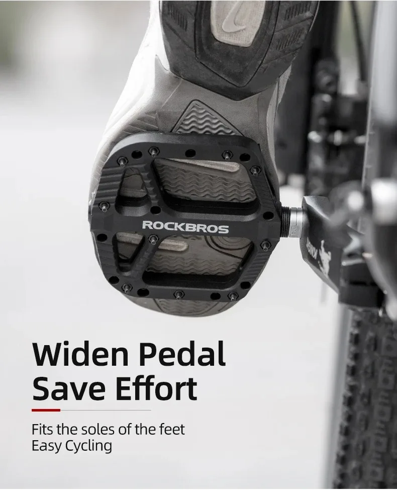 ROCKBROS Cycling MTB Bike Bicycle Pedals Ultralight Seal Bearings Nylon Molybdenum Pedals Durable Widen Area Bike Bicycle Part