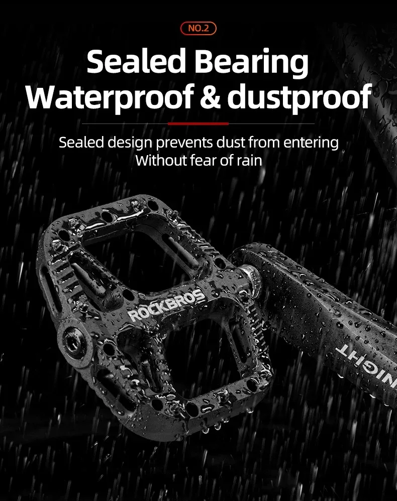 ROCKBROS Cycling MTB Bike Bicycle Pedals Ultralight Seal Bearings Nylon Molybdenum Pedals Durable Widen Area Bike Bicycle Part