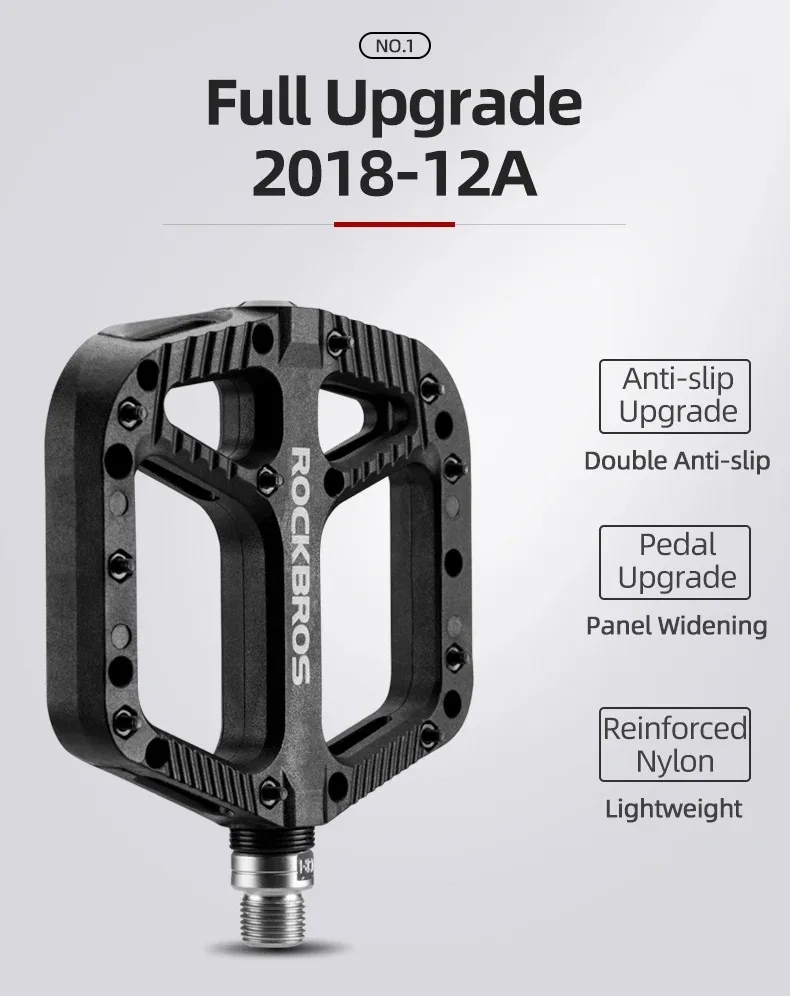 ROCKBROS Cycling MTB Bike Bicycle Pedals Ultralight Seal Bearings Nylon Molybdenum Pedals Durable Widen Area Bike Bicycle Part