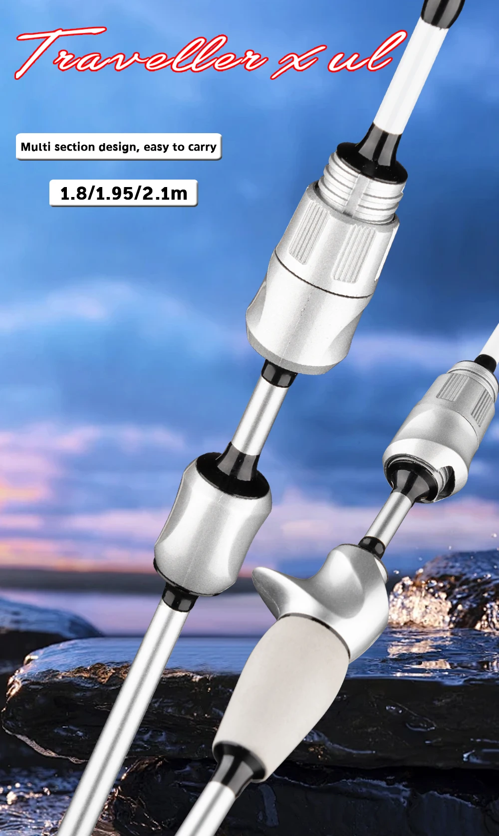 BIUTIFU Spinning Casting XUL Travel Mini Fishing Rods 1.8/1.95/2.1m Carbon Fiber 0.2-10g Ultralight Fast SolidTip For Lure Trout