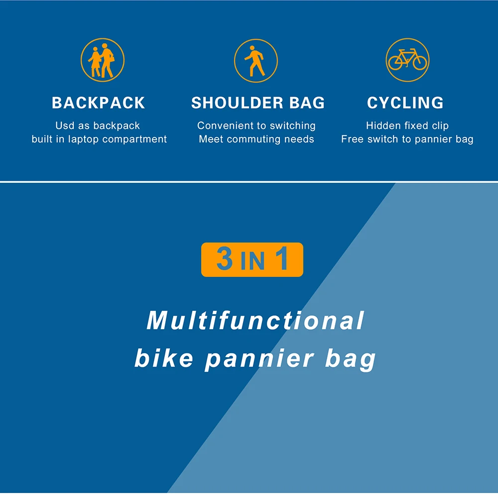 Rhinowalk Bicycle Bag&Pannier 100% Fully Waterproof 27L Big Bike Bag Capacity Multifunctional Rear Rack Pannier Bag Cycling Bags