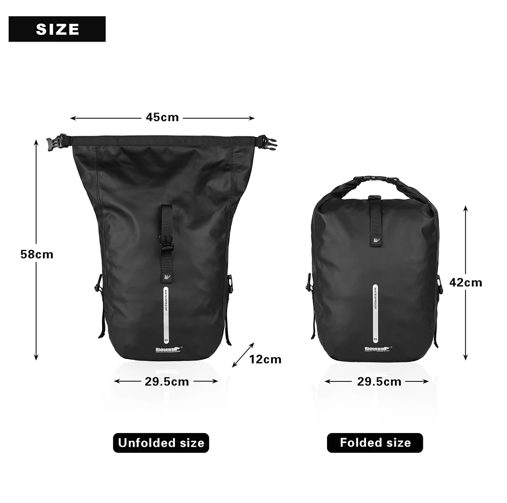 Rhinowalk Bicycle Bag&Pannier 100% Fully Waterproof 27L Big Bike Bag Capacity Multifunctional Rear Rack Pannier Bag Cycling Bags