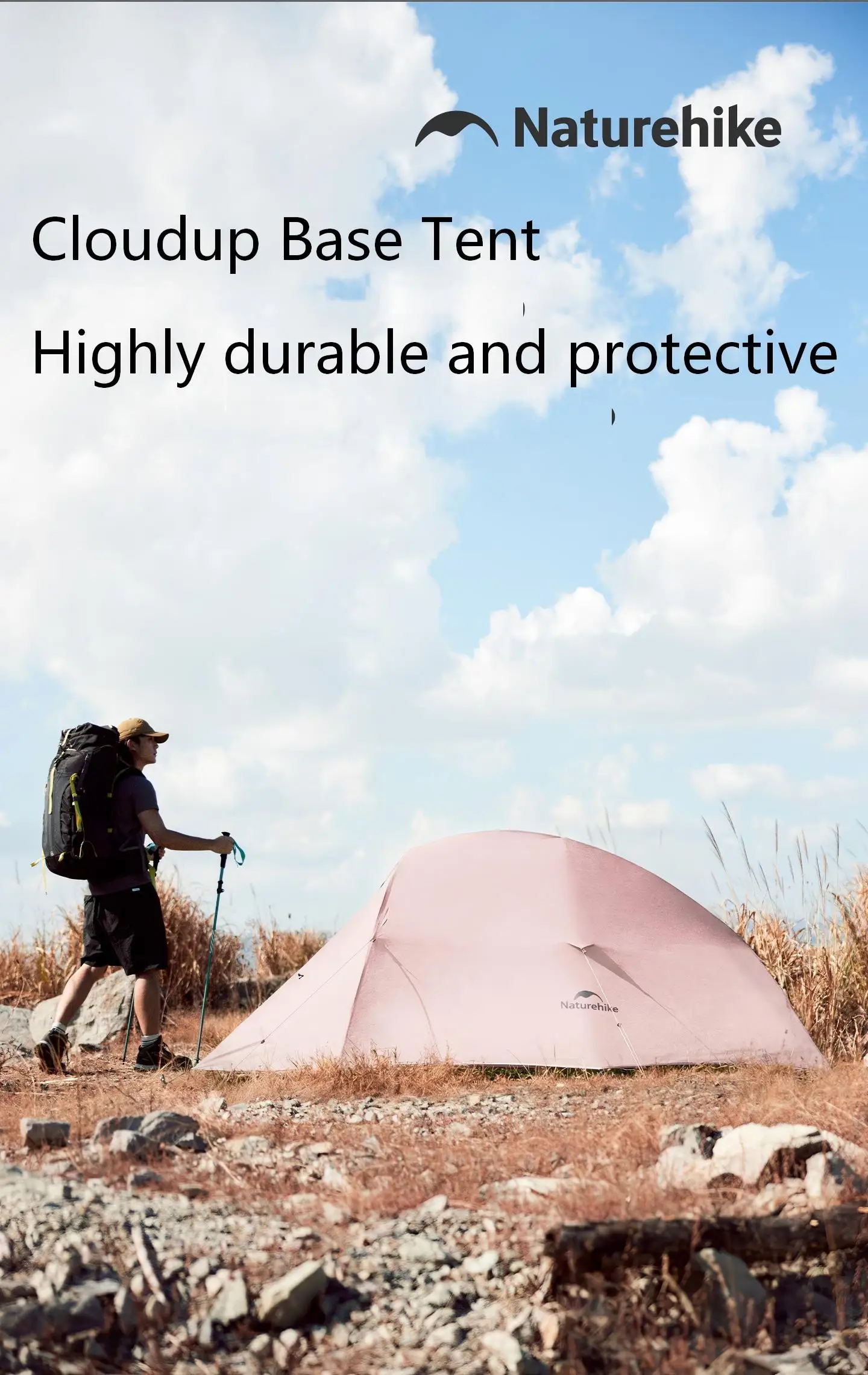 Naturehike 2026 New Hiking Tent Waterproof Large Foyer Pink Tent Travel 1-2 Person Ultralight Portable Camping Shelter Tents