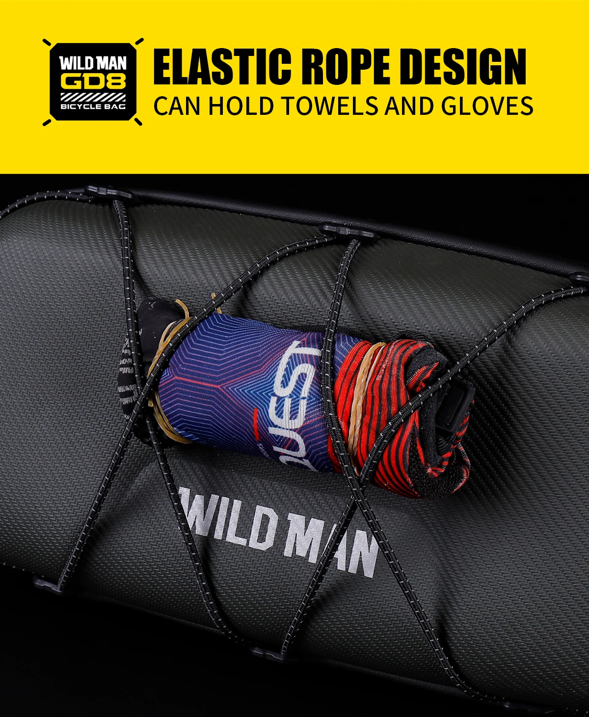 WILD MAN BBG154 Bike Handlebar Bag EVA Hard Shell Rainproof Front Storage Pouch Bungee Cord Shoulder Strap Rain Cover MTB Road