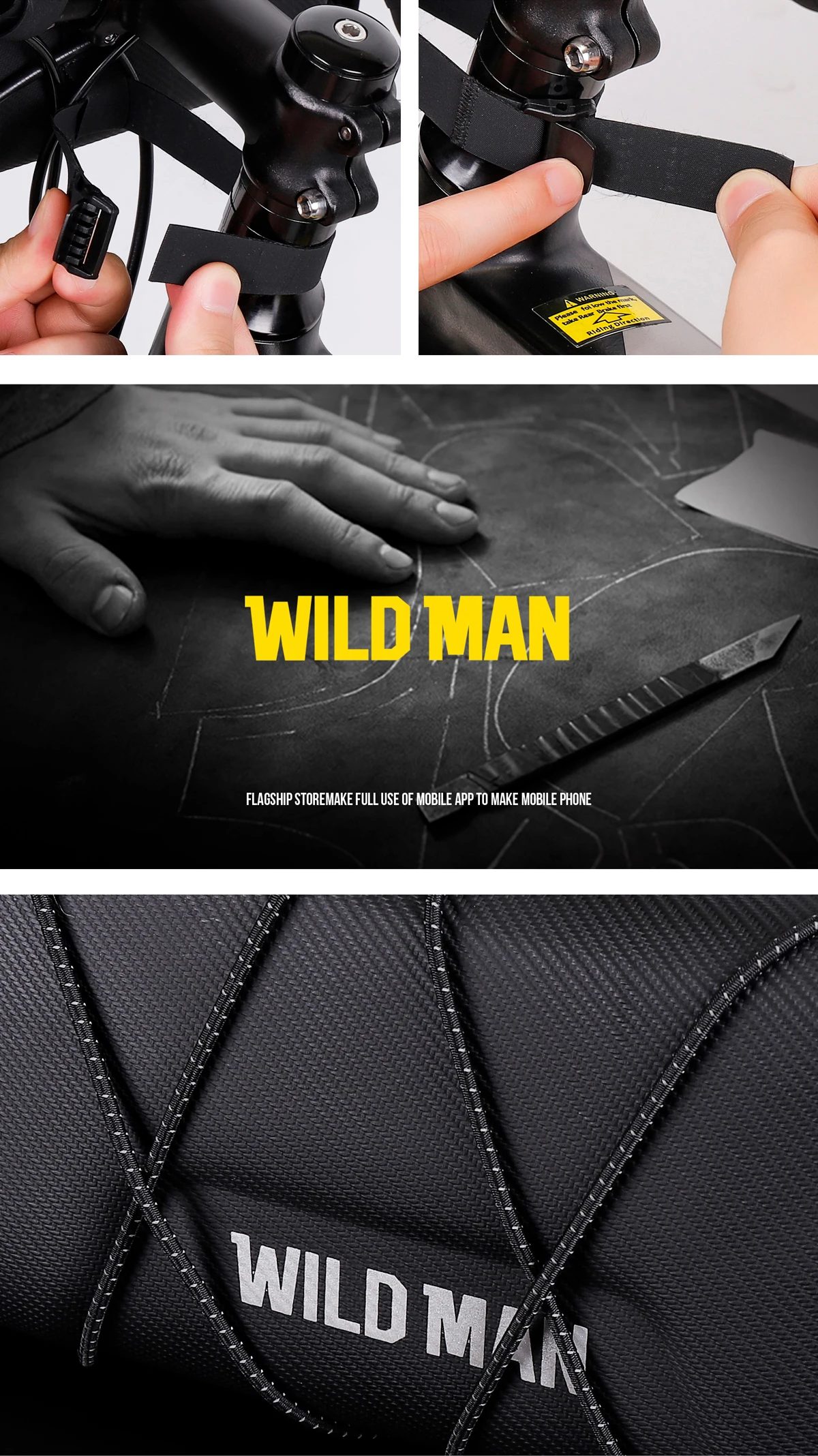 WILD MAN BBG154 Bike Handlebar Bag EVA Hard Shell Rainproof Front Storage Pouch Bungee Cord Shoulder Strap Rain Cover MTB Road