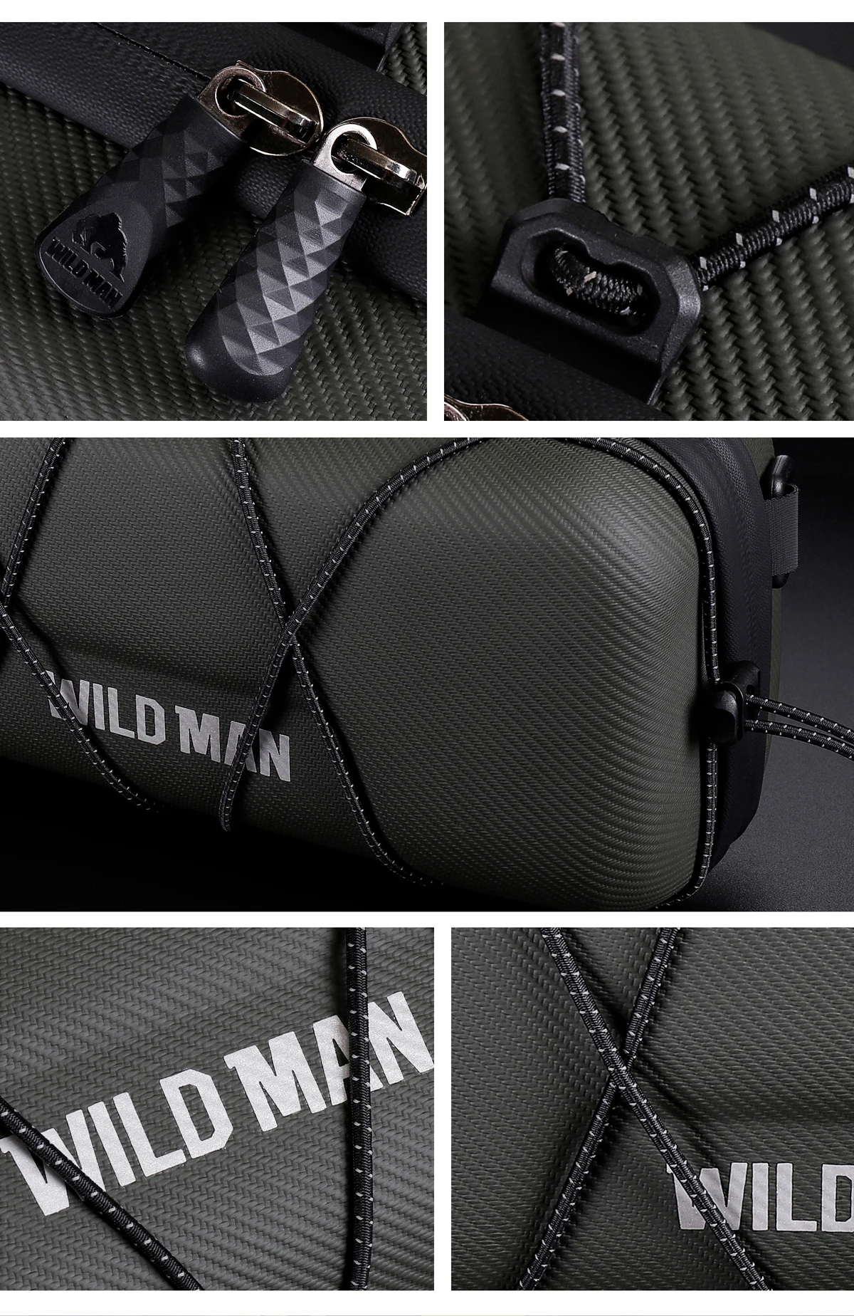 WILD MAN BBG154 Bike Handlebar Bag EVA Hard Shell Rainproof Front Storage Pouch Bungee Cord Shoulder Strap Rain Cover MTB Road