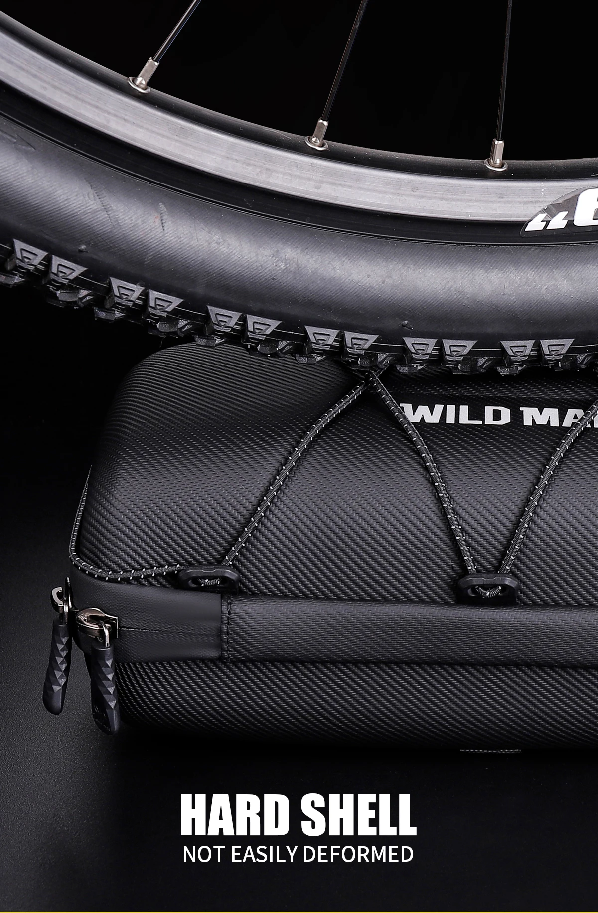 WILD MAN BBG154 Bike Handlebar Bag EVA Hard Shell Rainproof Front Storage Pouch Bungee Cord Shoulder Strap Rain Cover MTB Road