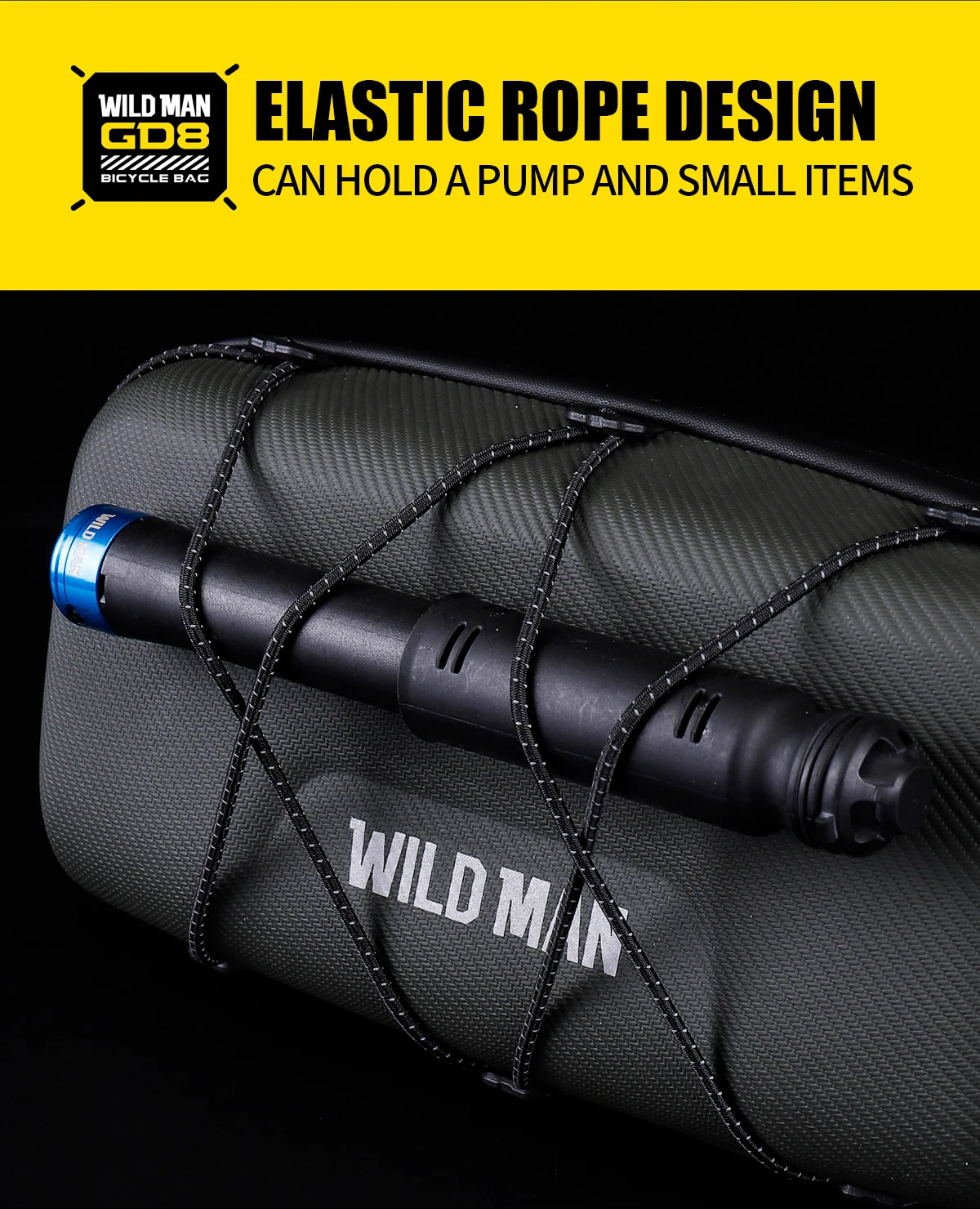 WILD MAN BBG154 Bike Handlebar Bag EVA Hard Shell Rainproof Front Storage Pouch Bungee Cord Shoulder Strap Rain Cover MTB Road
