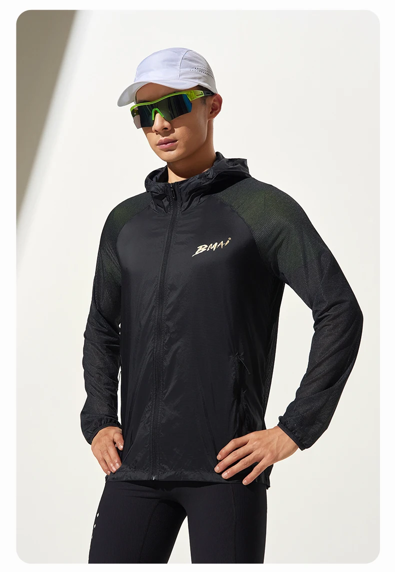 BMAI Summer Marathon Running Protective Sportswear for Men's Breathable Fitness Sports Outdoor Training Man Sunscreen Coat Men