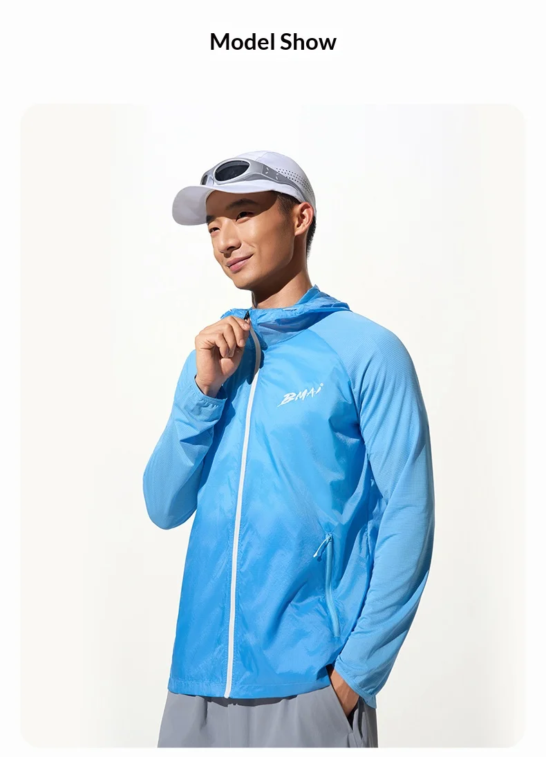 BMAI Summer Marathon Running Protective Sportswear for Men's Breathable Fitness Sports Outdoor Training Man Sunscreen Coat Men