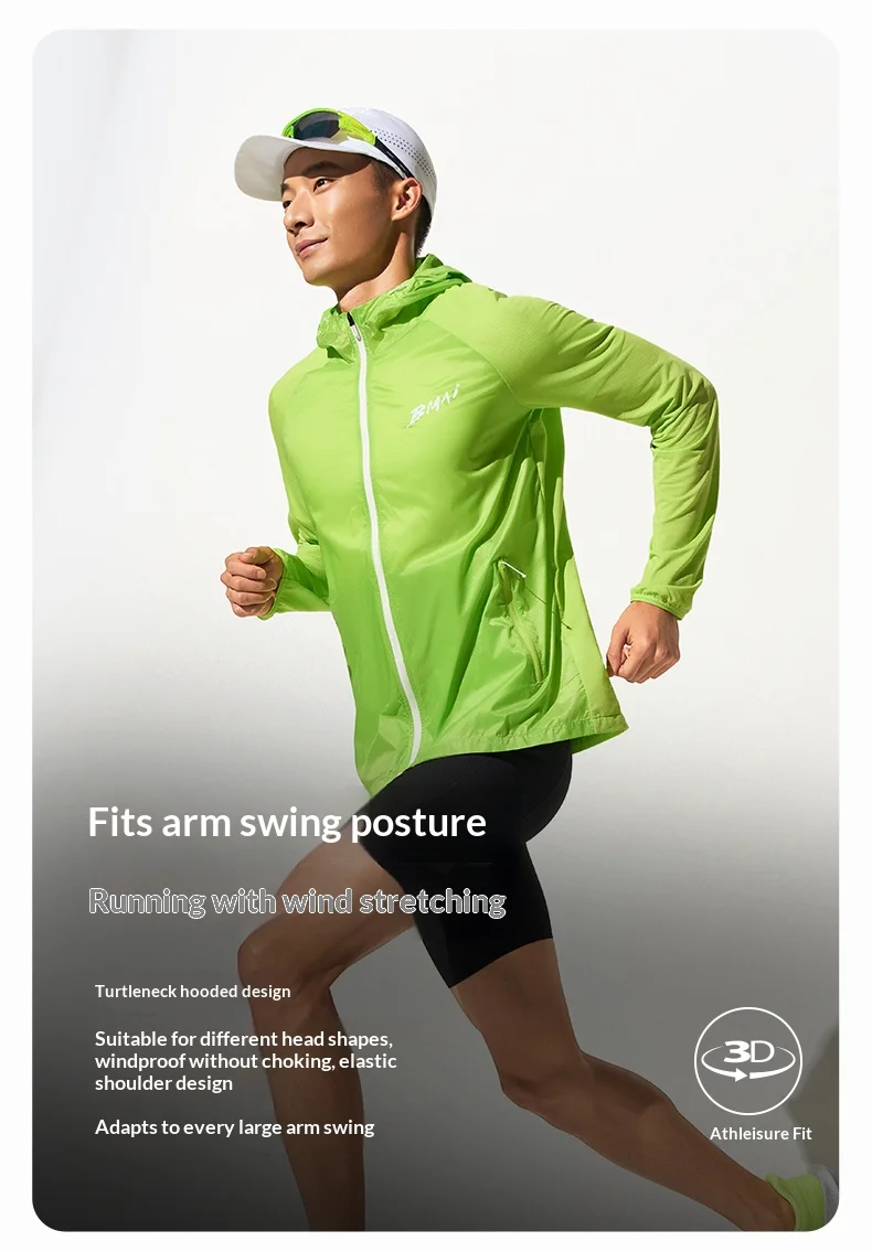 BMAI Summer Marathon Running Protective Sportswear for Men's Breathable Fitness Sports Outdoor Training Man Sunscreen Coat Men
