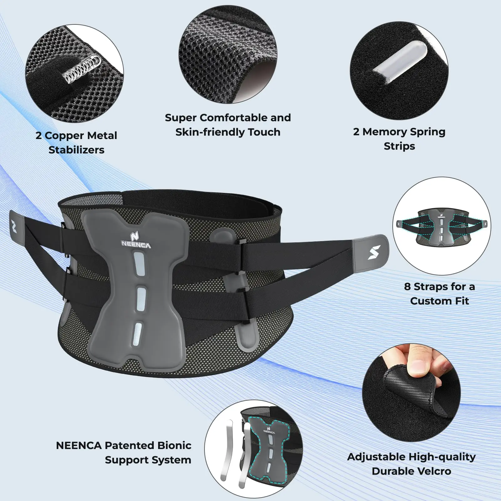 NEENCA Back Brace for Lower Back Pain Relief Lumbar Support Belt for Men & Women Soft Breathable Mesh for Sciatica, Scoliosis