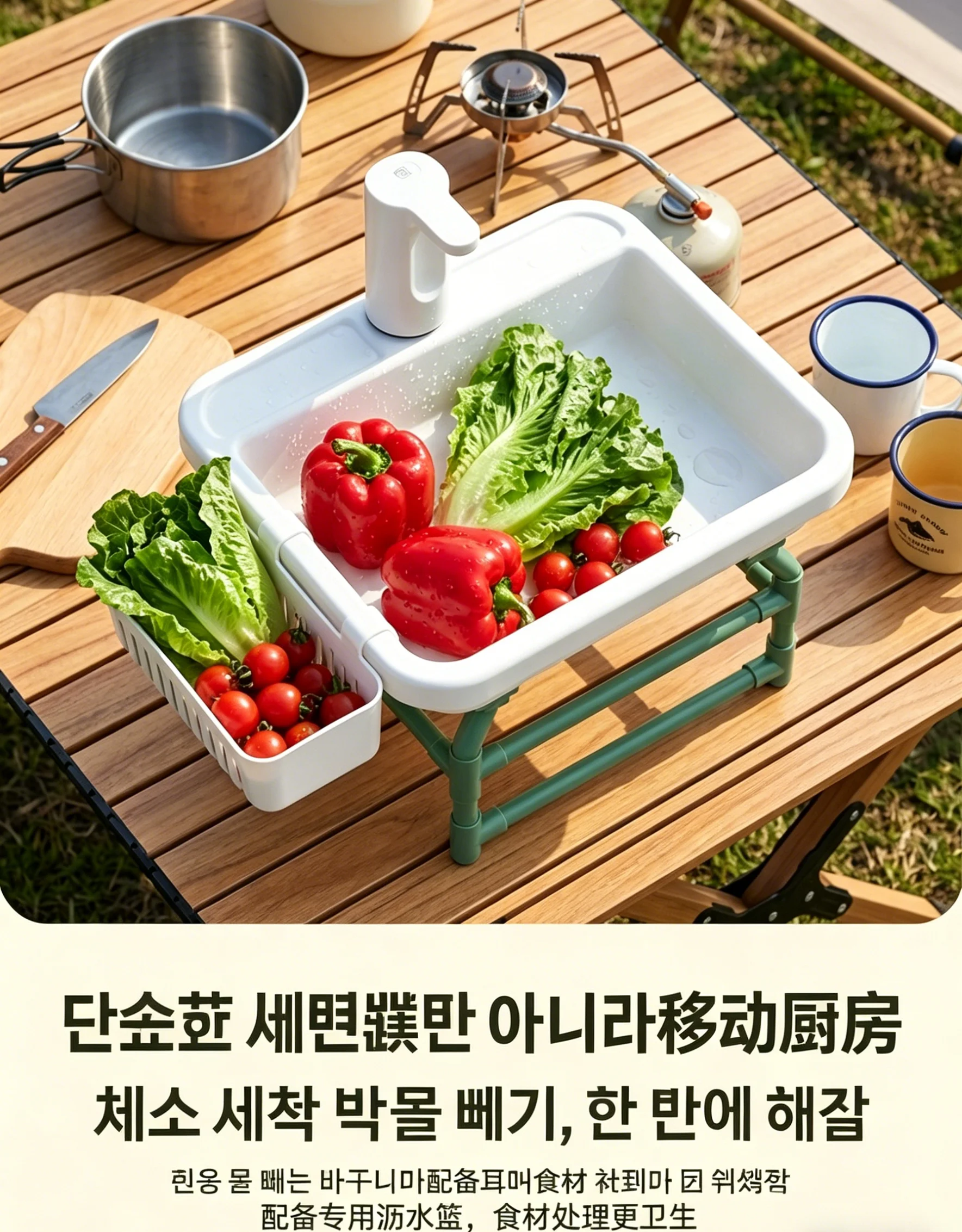 Outdoor Camping Sink Portable Wash Basin Folding RV Water Tank Garden Kitchen Vegetable Washing Bowl Travel Wash Station Gear