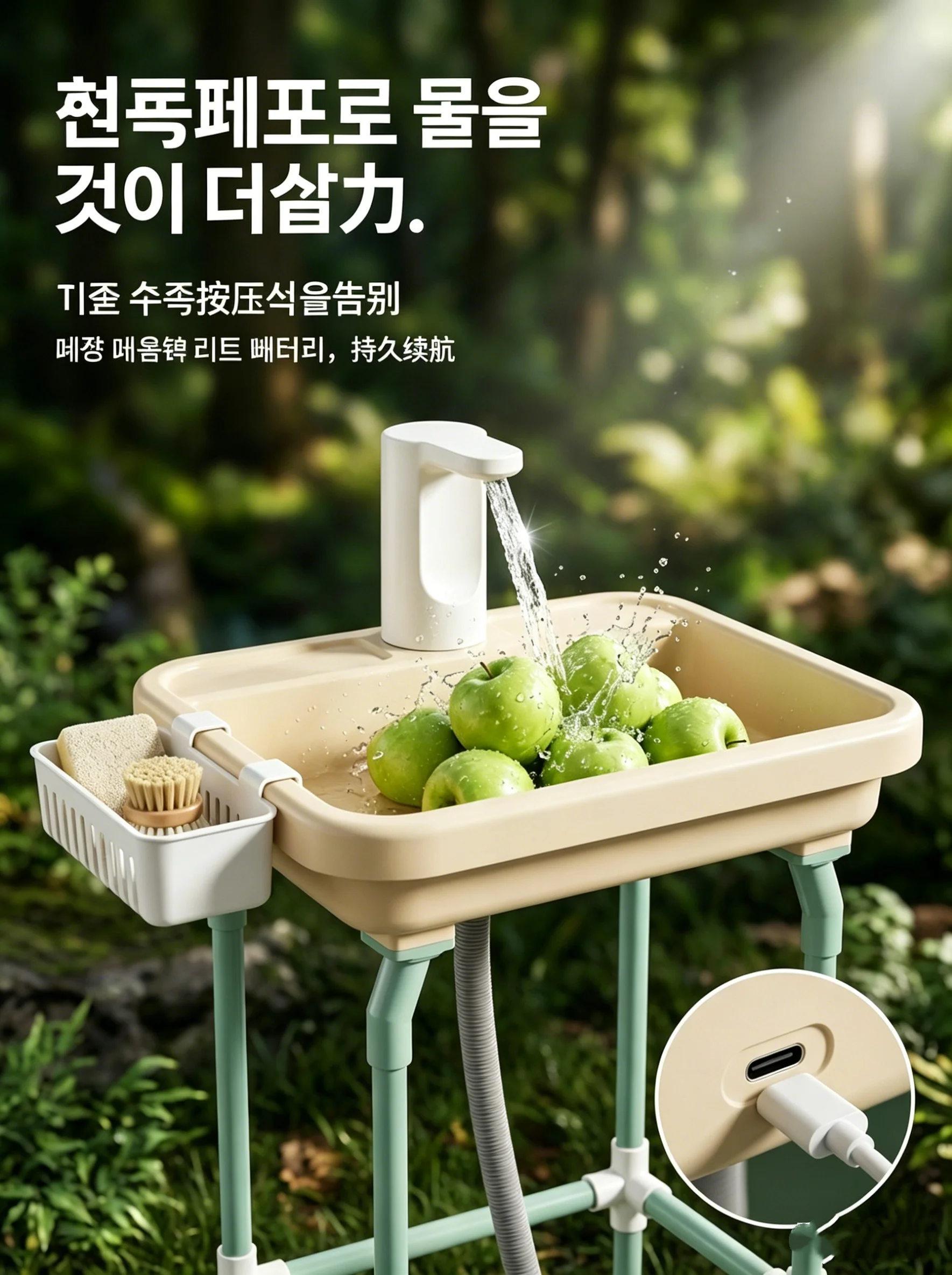Outdoor Camping Sink Portable Wash Basin Folding RV Water Tank Garden Kitchen Vegetable Washing Bowl Travel Wash Station Gear