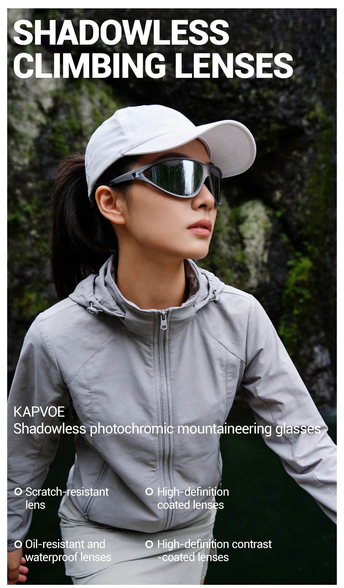 KAPVOE Hiking Sunglasses Outdoor Cycling Sports Eyewear Mountain Road Biking Glasses Racing Eyewear Stylish Cat-Eye Sunglasses