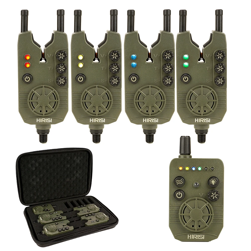 Hirisi F20-4 Adjustable Sensitivity Fishing Bite Alarm Set for Outdoor Carp Fishing with 300m Long Distance Volume Control