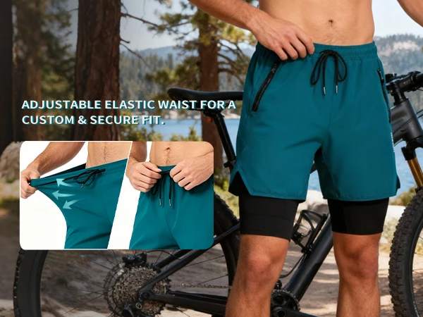 WOSAWE Summer MTB Shorts Mountain Bike Cycling Padded Shorts Multi-Pockets Road Bike Trousers Outdoor Sports 2 in 1 Short Pants