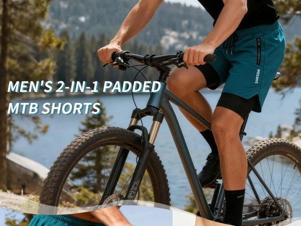 WOSAWE Summer MTB Shorts Mountain Bike Cycling Padded Shorts Multi-Pockets Road Bike Trousers Outdoor Sports 2 in 1 Short Pants