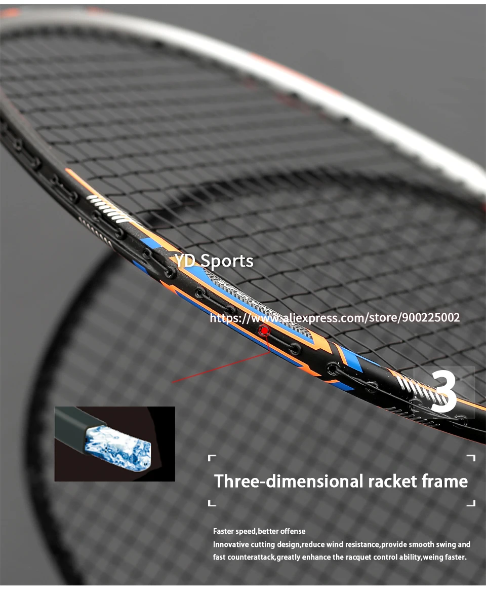 Lightest 10U Carbon Fiber Badminton Rackets Strung High Tension 22-35LBS Professional G4 13KG Racquet Speed Sports For Adult