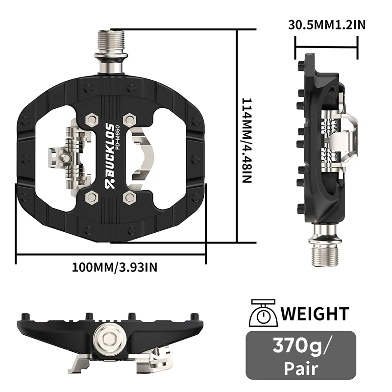 BUCKLOS Bike Lock Pedals for SPD Dual Function MTB Pedal 9/16'' Nylon Fiber Mountain Bike Pedals Non-slip Bicycle Pedal PD-M650