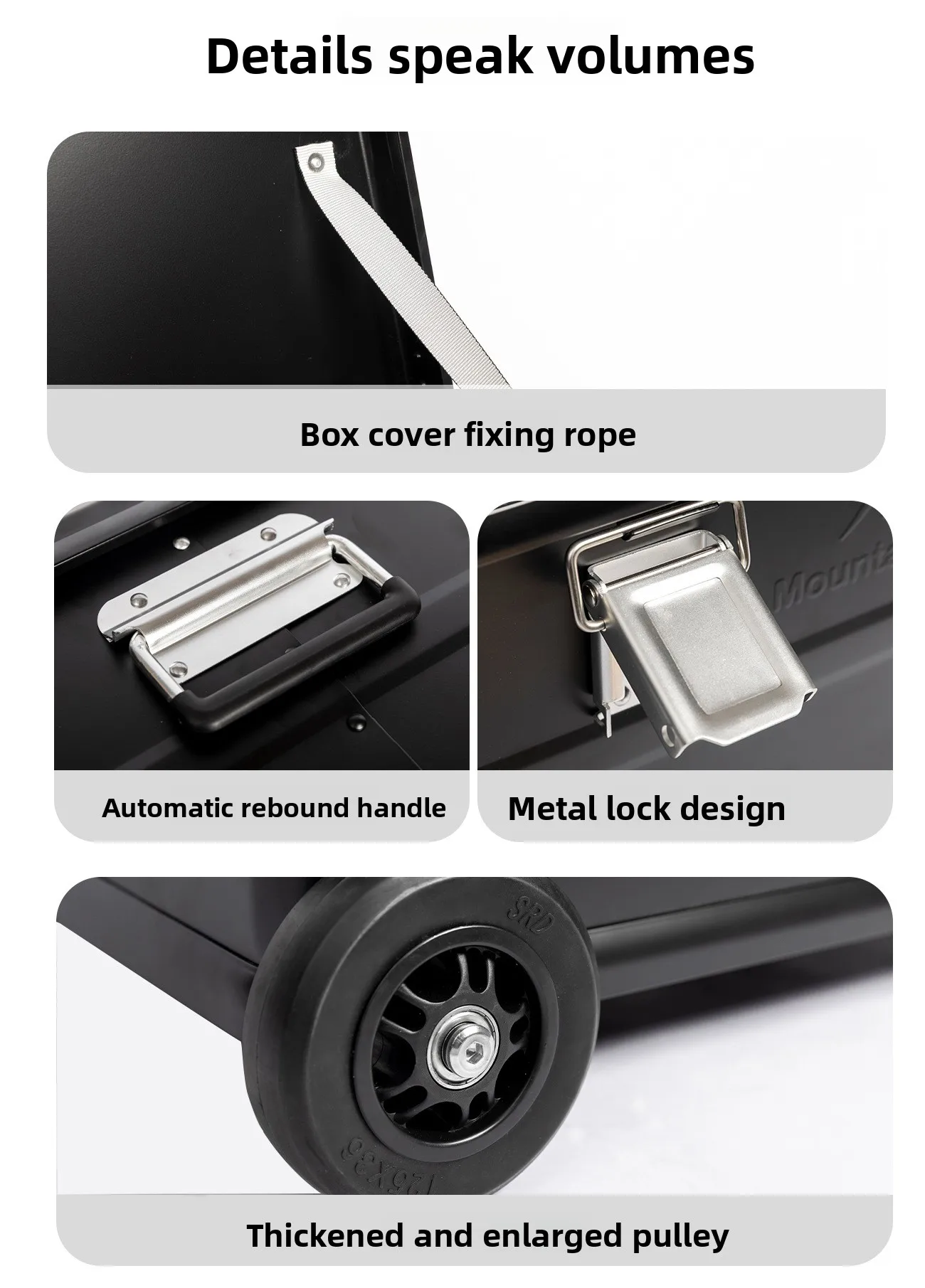 MOUNTAINHIKER 50L Storage Box with Trolley Wheels Outdoor Camping Picnic Travel Aluminum Alloy Large Capacity Box Storage Bag