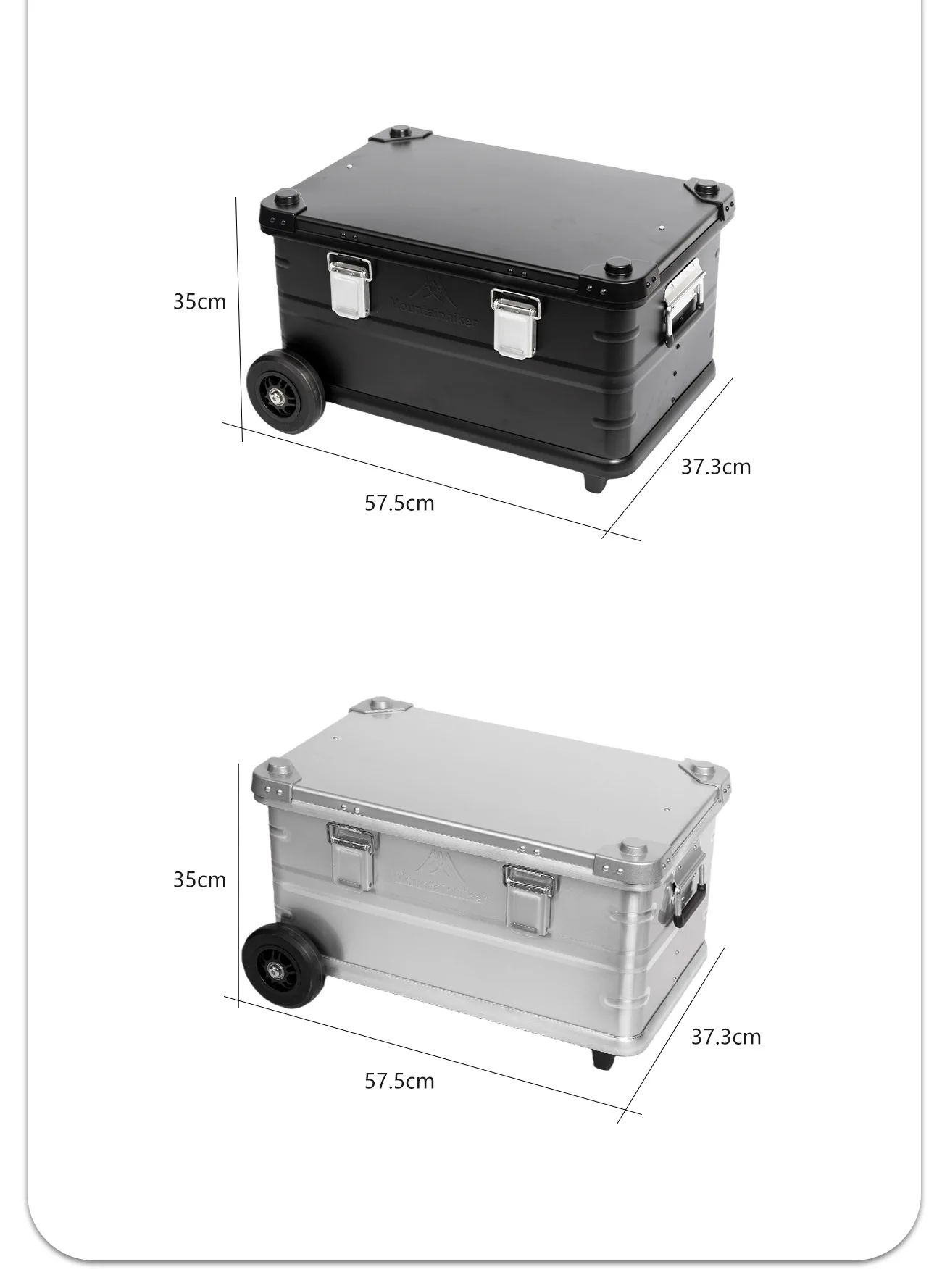 MOUNTAINHIKER 50L Storage Box with Trolley Wheels Outdoor Camping Picnic Travel Aluminum Alloy Large Capacity Box Storage Bag
