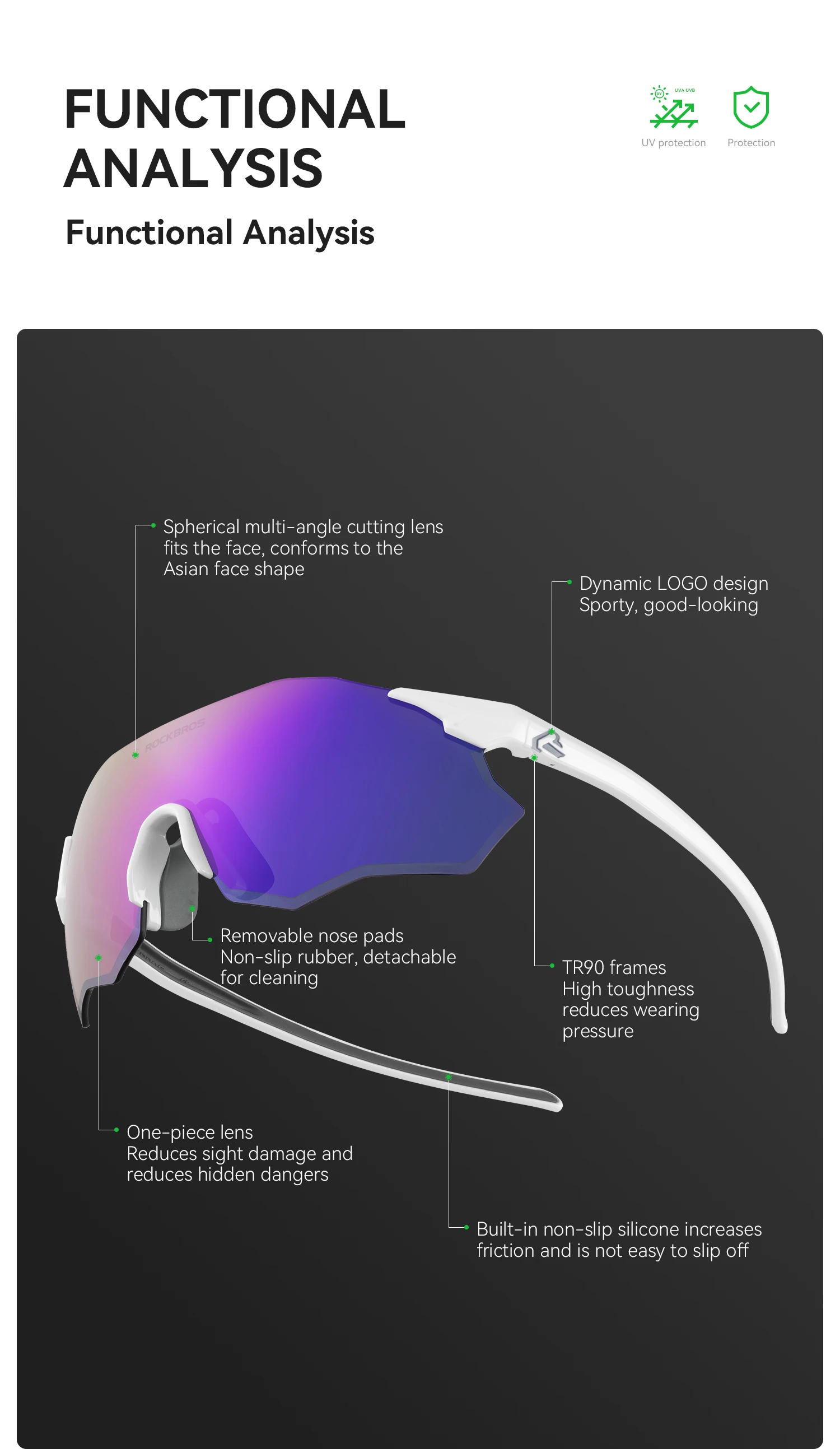 ROCKBROS Local Shipping Cycling Glasses Polarized Glasses or Photochromic Glasses UV400+ Light Windproof Sports Running Glasses