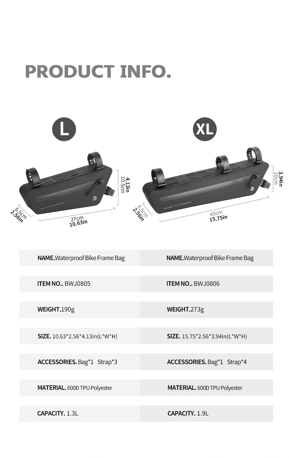 Rhinowalk Bike Triangle Under Tube Bag Waterproof Crossbeam Frame Package Storage Bicycle Accessories For Mtb Cycling