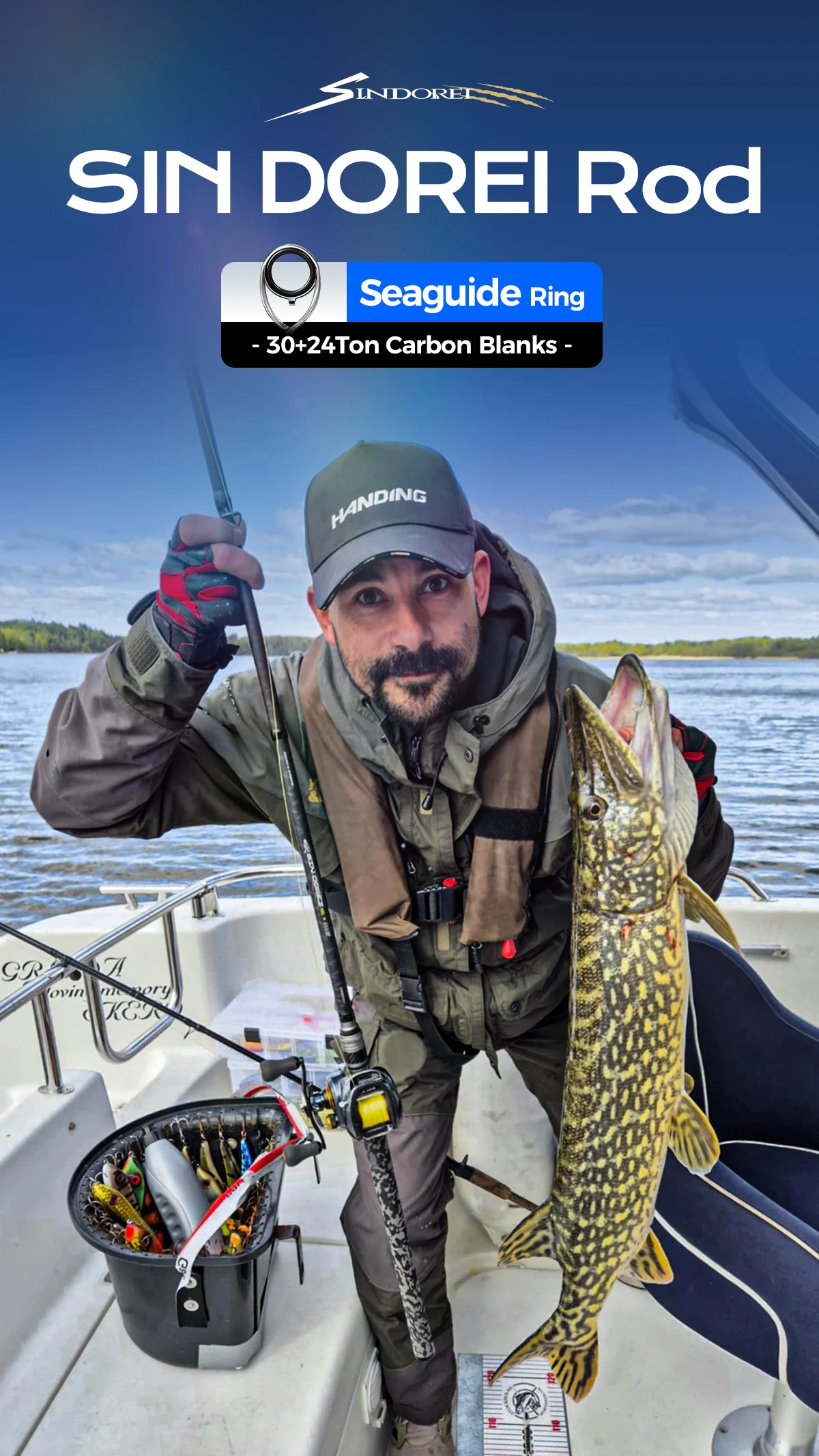 [From Poland] HANDING SINDOREI Fishing Rod 260g Lure Weight H/XH/XXH Fast Action Fishing Rods for Pike Snakehead Rods 2.13-2.69M