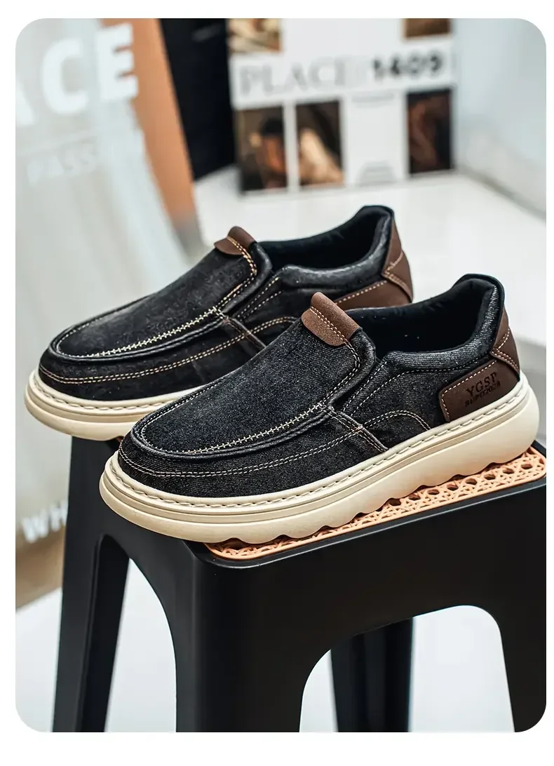 2026 New Men's Breathable Canvas Loafers Lightweight Denim Slip-On Sneakers, Casual Walking Flats for Spring/Summer