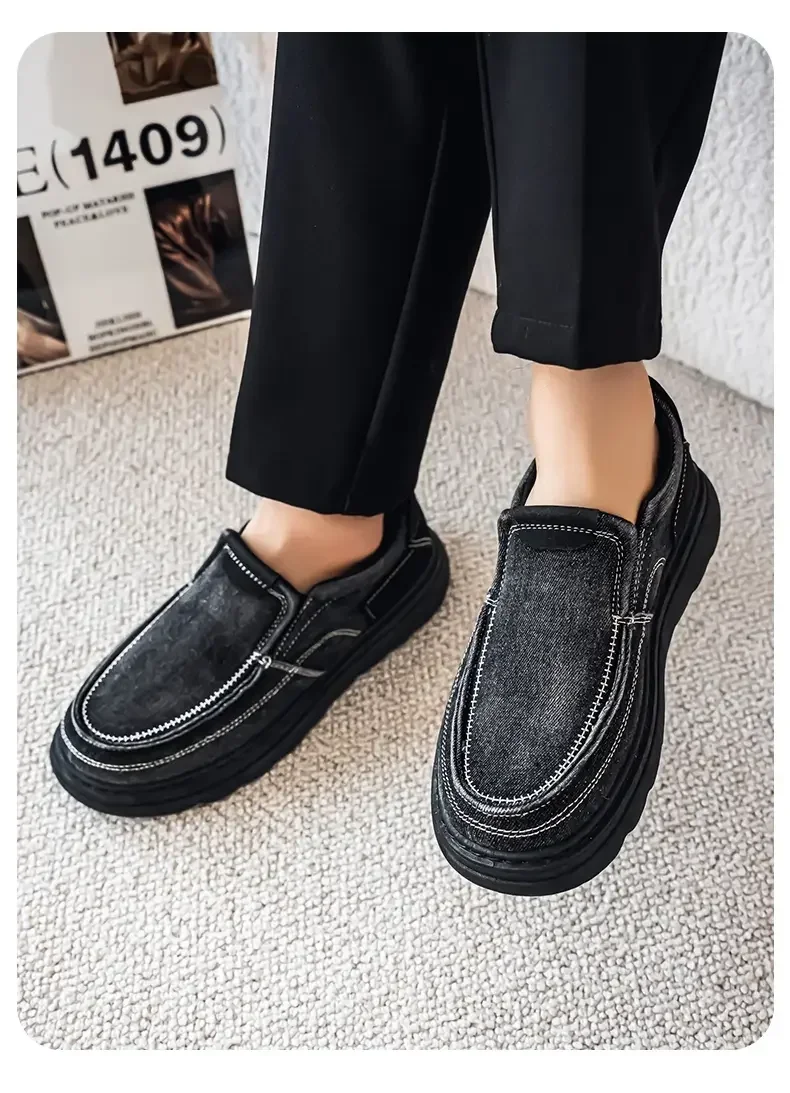 2026 New Men's Breathable Canvas Loafers Lightweight Denim Slip-On Sneakers, Casual Walking Flats for Spring/Summer