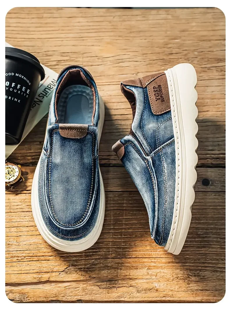 2026 New Men's Breathable Canvas Loafers Lightweight Denim Slip-On Sneakers, Casual Walking Flats for Spring/Summer