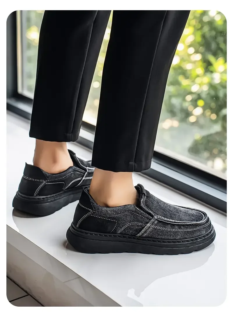 2026 New Men's Breathable Canvas Loafers Lightweight Denim Slip-On Sneakers, Casual Walking Flats for Spring/Summer