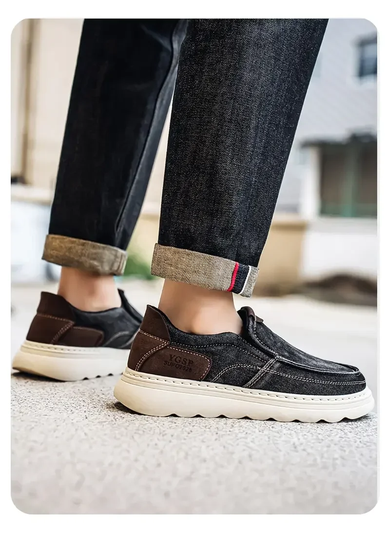 2026 New Men's Breathable Canvas Loafers Lightweight Denim Slip-On Sneakers, Casual Walking Flats for Spring/Summer