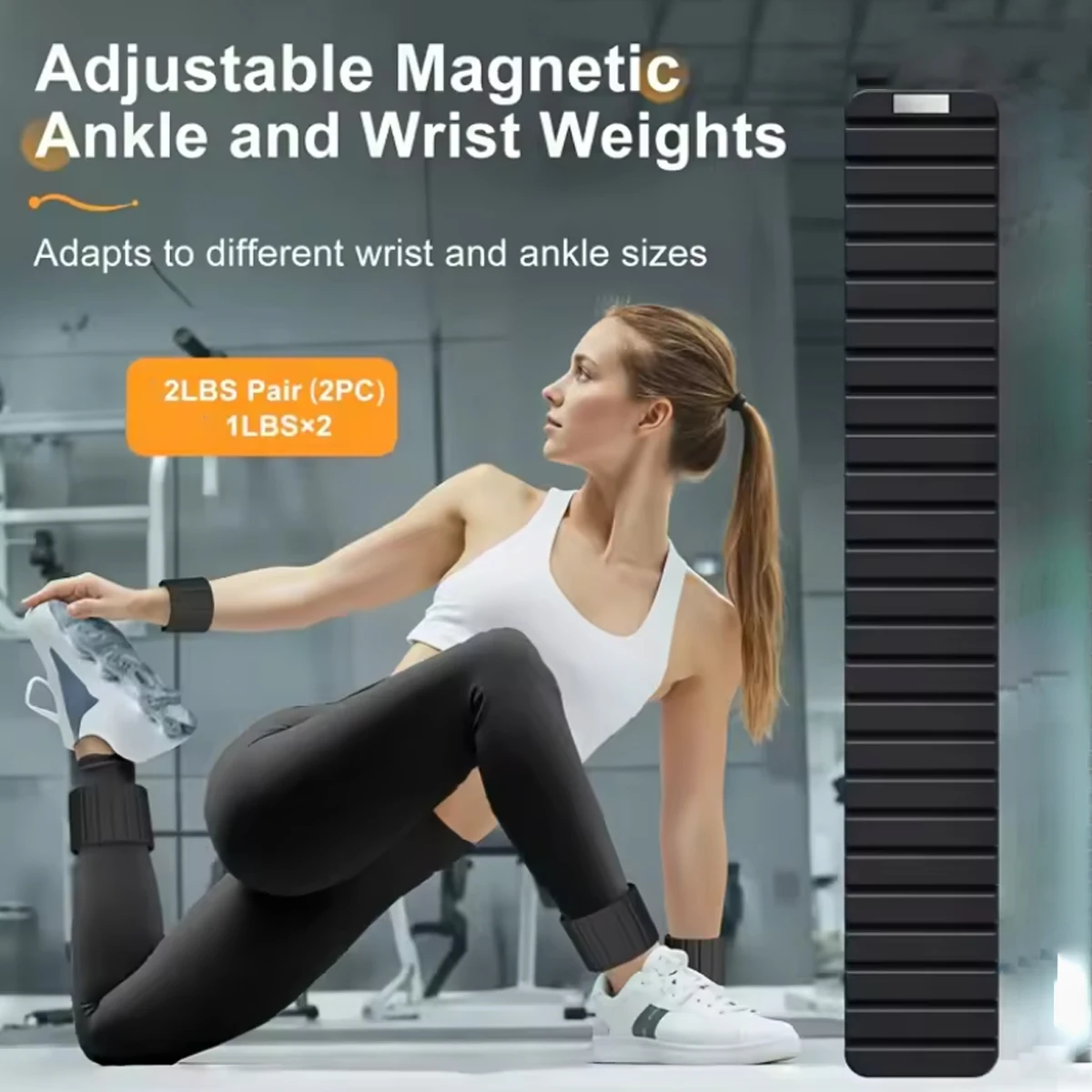 2Pcs Adjustable Magnetic Weighted Wrist Ankle Weights Bracelet 1LB Each for Yoga Fitness Walking Training