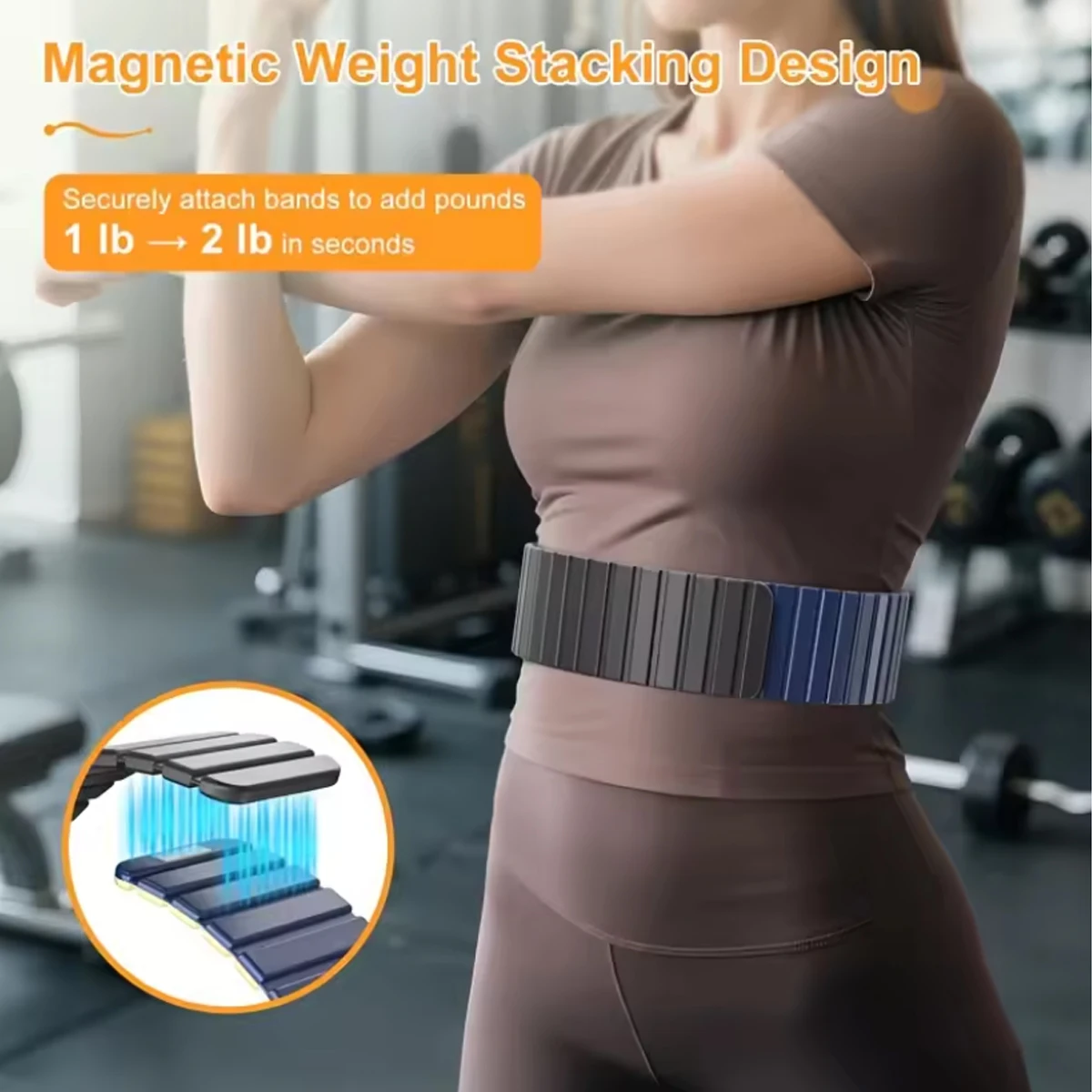 2Pcs Adjustable Magnetic Weighted Wrist Ankle Weights Bracelet 1LB Each for Yoga Fitness Walking Training