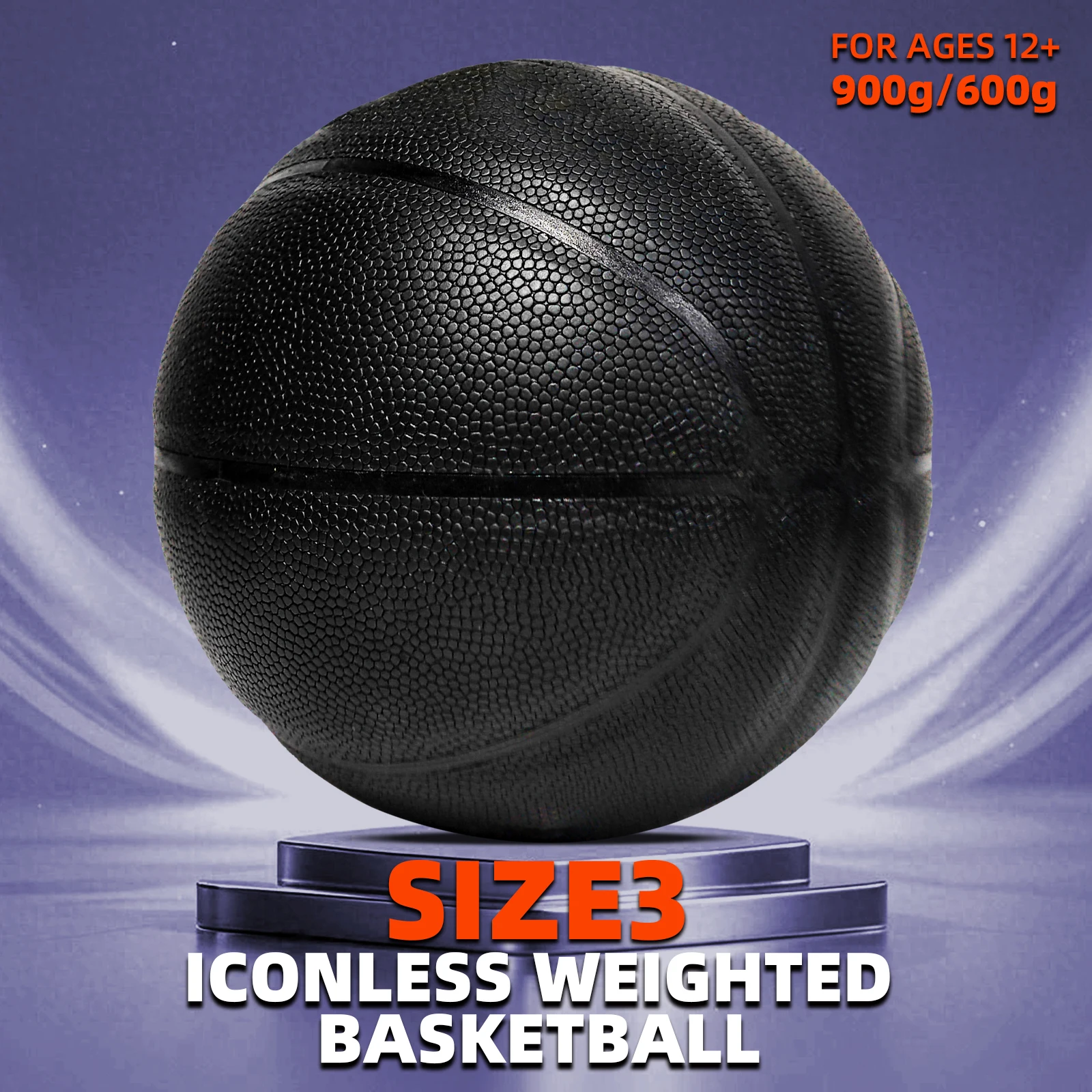 Size 3 Weighted Basketball-No Logo Black 1.98/1.32LBS For In&Outdoor Training To Enhance Ball Control&Strength Heavy Basketball