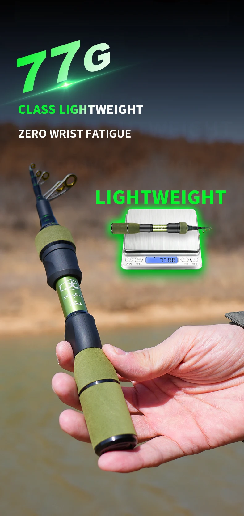 Cadence Elves Ultralight Telescopic Fishing Rod 77g 23.5cm 3kg Test Curve Lightweight Portable Fishing Gear