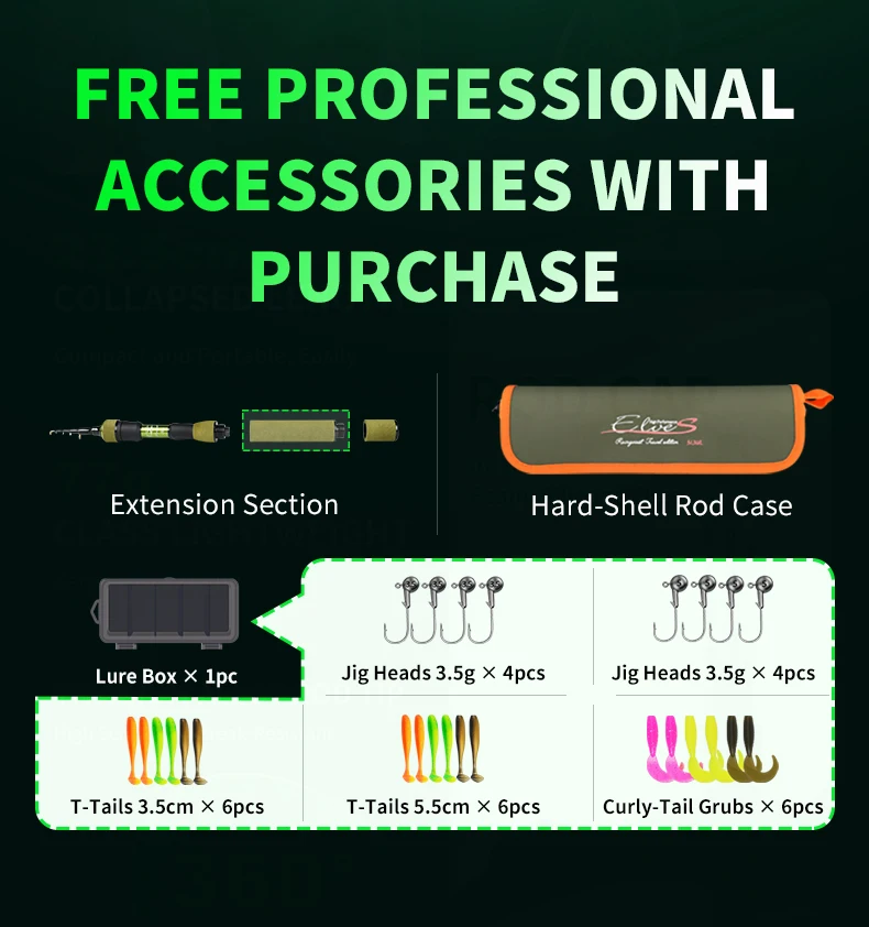 Cadence Elves Ultralight Telescopic Fishing Rod 77g 23.5cm 3kg Test Curve Lightweight Portable Fishing Gear