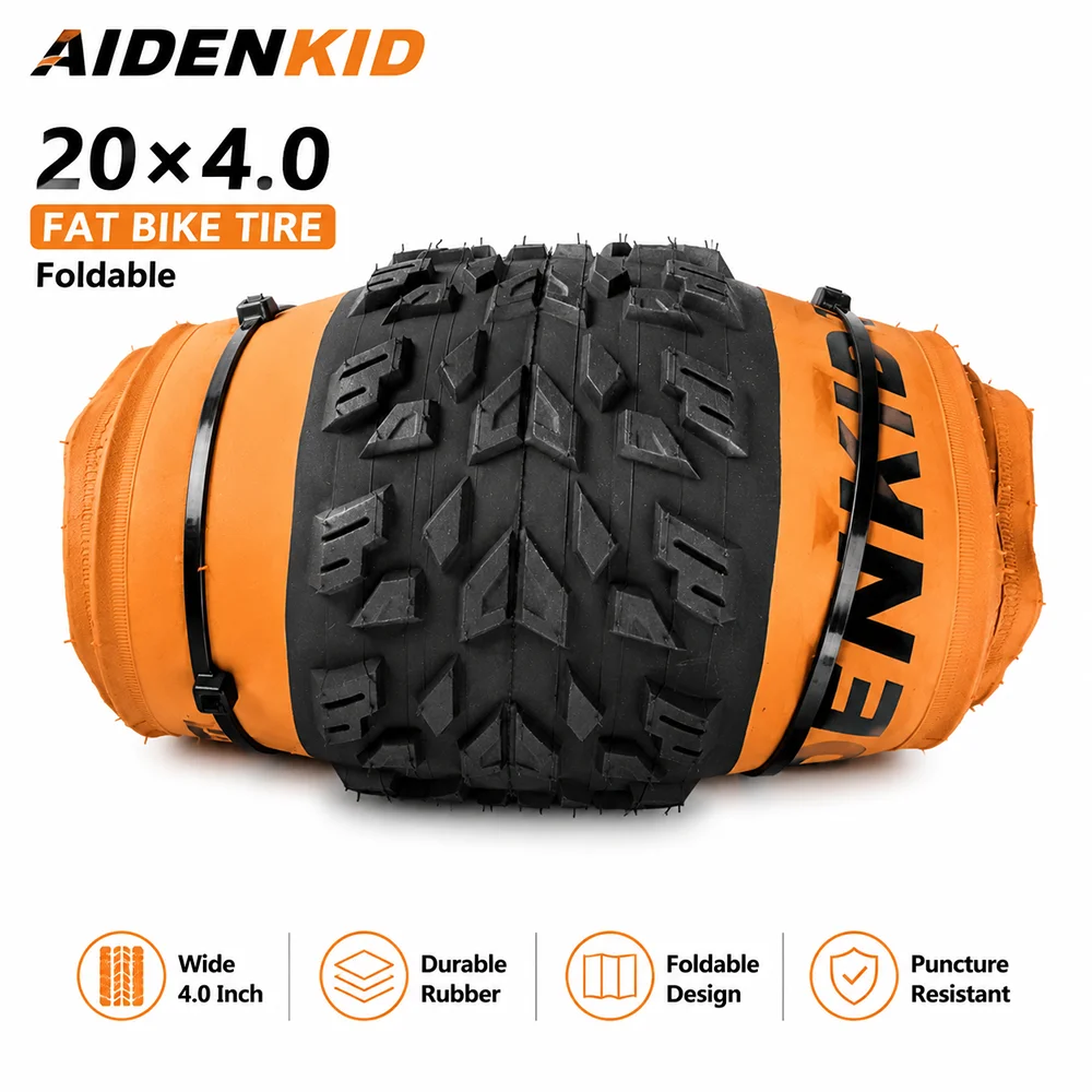 AIDENKID 20"x4.0 Foldable Fat Tire for E-Bike, All-Terrain Mountain Snow Beach Bicycle Tire, Puncture Resistant Wide Tire